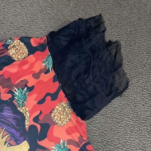 Minette 1XL T shirt with SLAY on front pineapples on back with ruffles sleeves - Picture 2 of 5